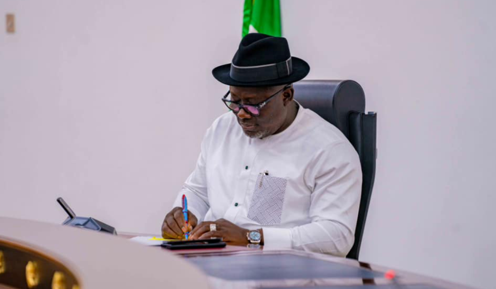 Governor Sheriff Oborevwori Signing A Document Photo Facebook Sheriff