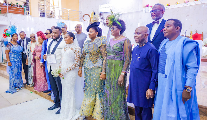 Atiku Patience Jonathan El Rufai Others Attend Amaechis Sons Church Wedding In Abuja