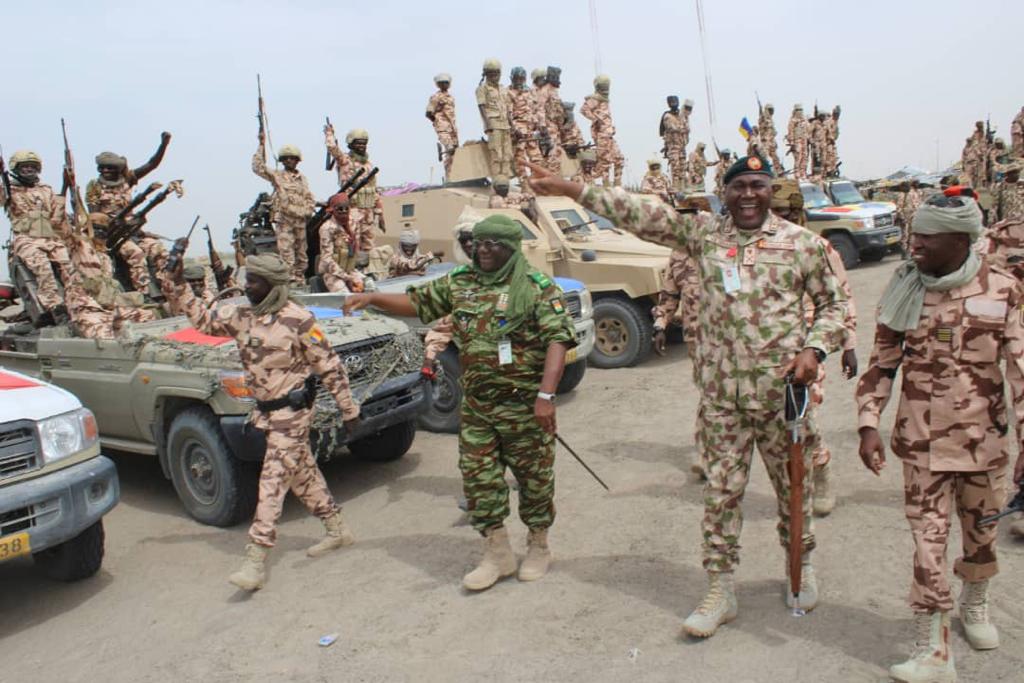 Officers Of Multinational Joint Task Force Mnjtf 300 Boko Haramiswap Fighters In The Fringes Of North East Lake Chad