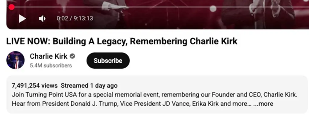 Charlie Kirk Memorial Watched Least 111944113 1758627725