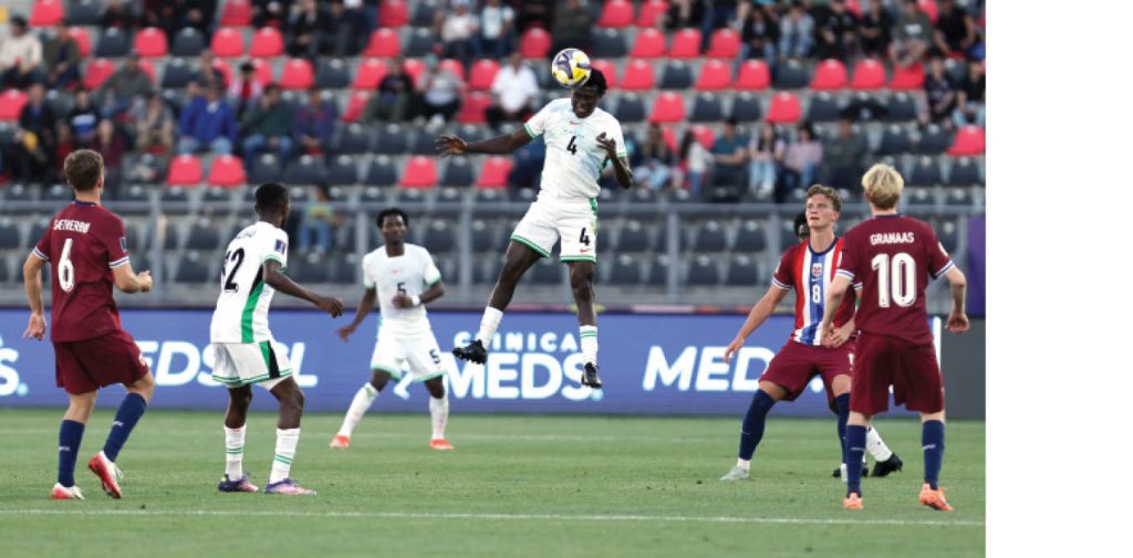 Flying Eaglesae Midfielder Daniel Daga In Action Against Norway On Monday