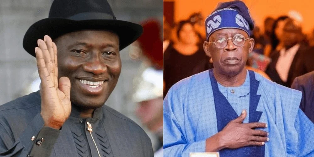 L R Former Nigerian President Good Luck Jonathan And Apc Chieftain Bola Ahmed Tinubu 1