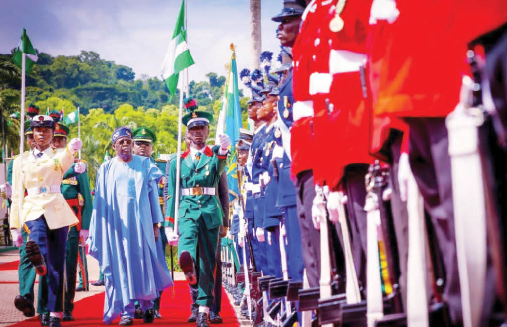 President Bola Ahmed Tinubu Inspecting Guards Of Honour During The 64Th Independence Day Anniversary Celebration Held At The Aso Rock Villa In Abuja In 2024