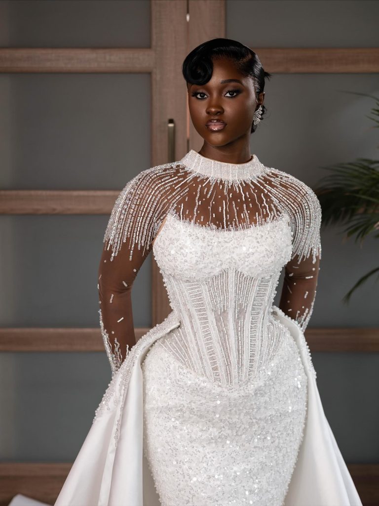 Sequined White Wedding Bridal Look6 Sequined White Wedding Bridal Look6