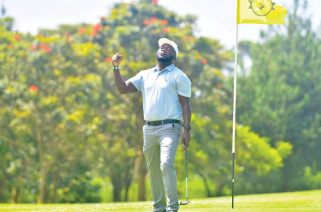 Sunday Olapade Pumps His Fist In Celebration After Winning The 2025 Lakowe Lakes Golf Classic