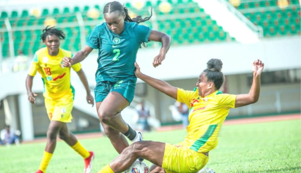 Super Falcons Defender Michelle Alozie Flies Past Two Amazons In The First Leg Encounter In Lome Super Falcons Defender Michelle Alozie Flies Past Two Amazons In The First Leg Encounter In Lome