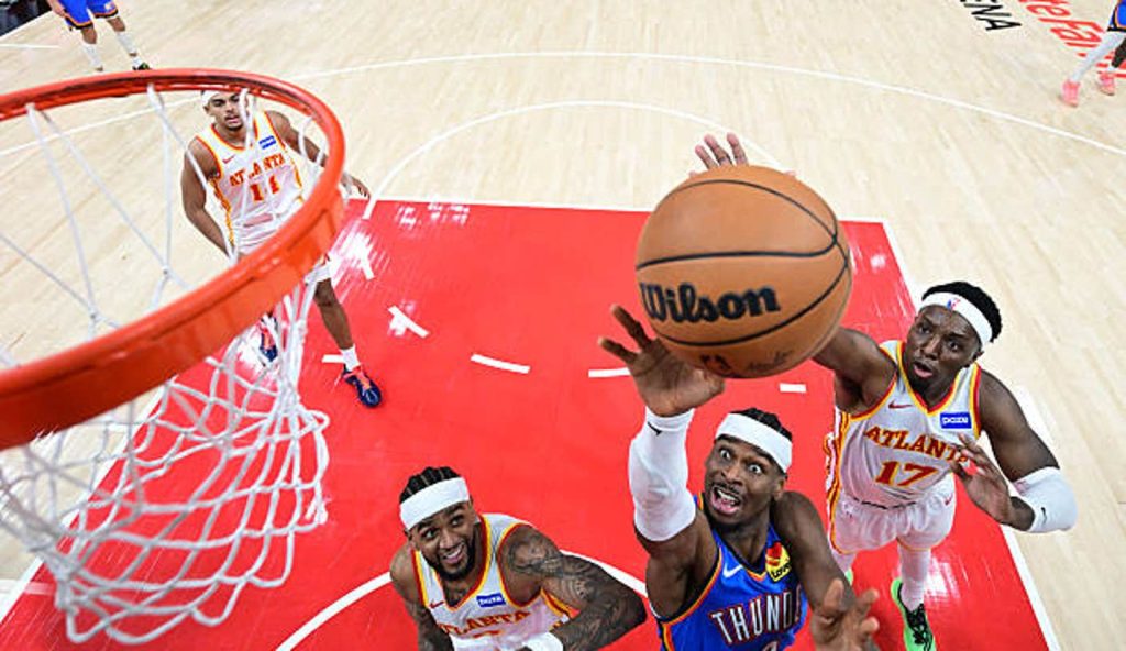 Atlanta Ga Shai Gilgeous Alexander Of The Oklahoma City Thunder Shoots The Ball As Nickeil Atlanta Ga Shai Gilgeous Alexander Of The Oklahoma City Thunder Shoots The Ball As Nickeil