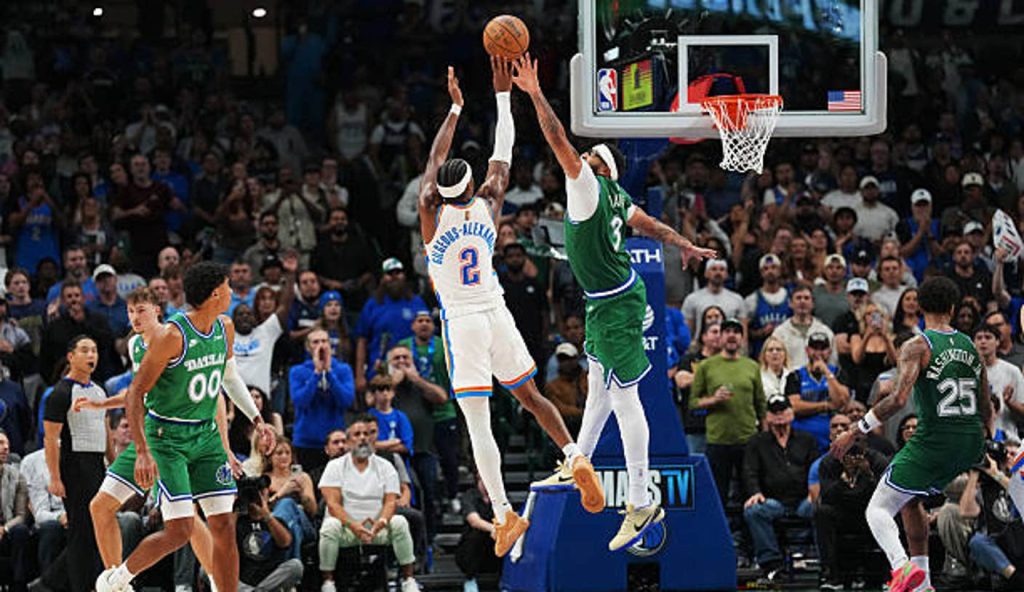 Dallas Tx Anthony Davis Of The Dallas Mavericks Blocks The Shot Of Shai Gilgeous Alexander Of Dallas Tx Anthony Davis Of The Dallas Mavericks Blocks The Shot Of Shai Gilgeous Alexander Of