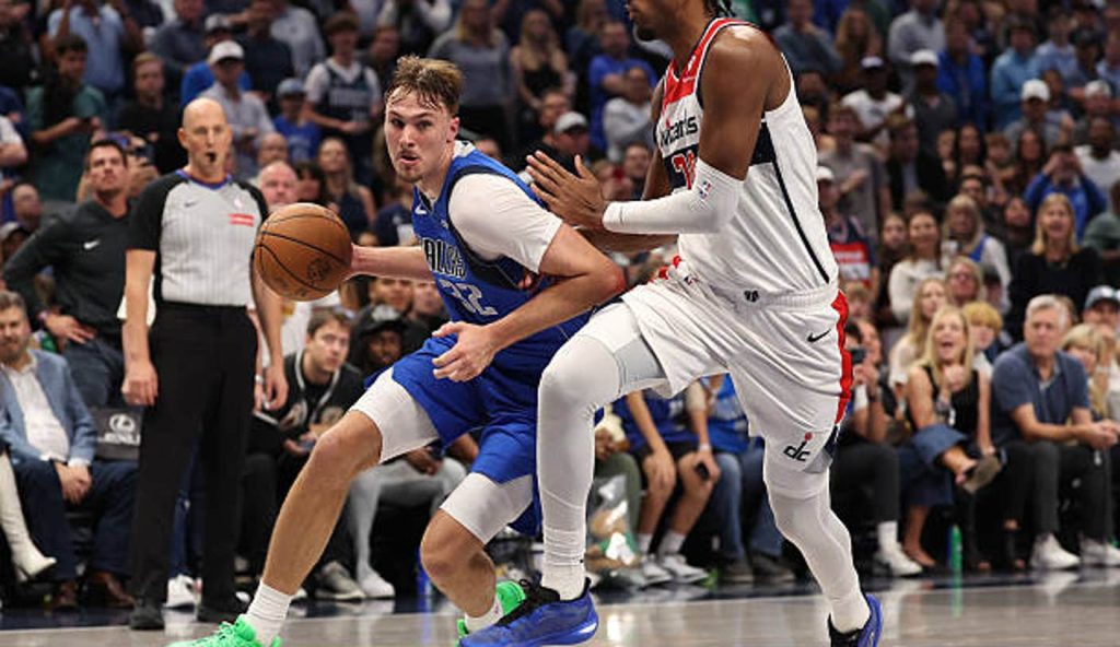Dallas Tx Cooper Flagg Of The Dallas Mavericks Drives To The Basket As Alexandre Sarr Of The Dallas Tx Cooper Flagg Of The Dallas Mavericks Drives To The Basket As Alexandre Sarr Of The