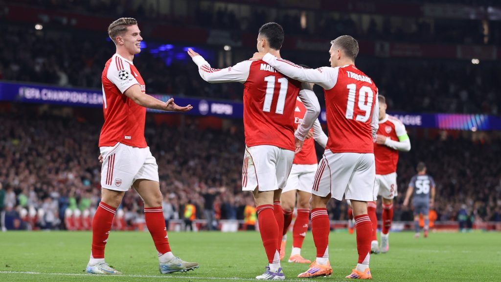 Gabriel Martinelli Arsenal Celebrates Scoring 1028089249