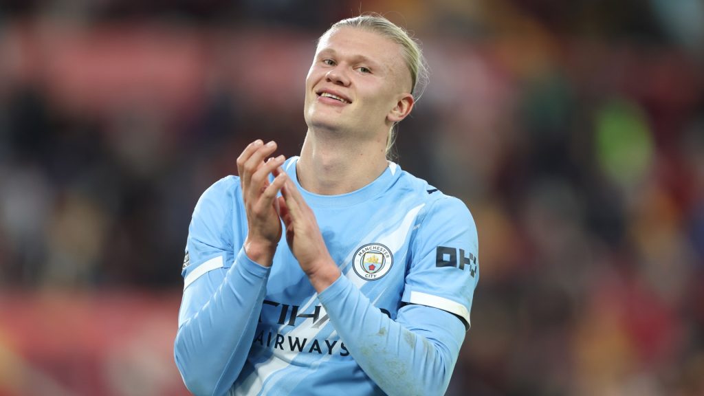 Manchester Citys Erling Haaland Applauds 1029157945