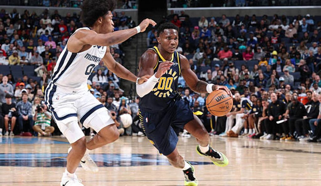 Memphis Tn Bennedict Mathurin Of The Indiana Pacers Dribbles The Ball During The Game Against Memphis Tn Bennedict Mathurin Of The Indiana Pacers Dribbles The Ball During The Game Against
