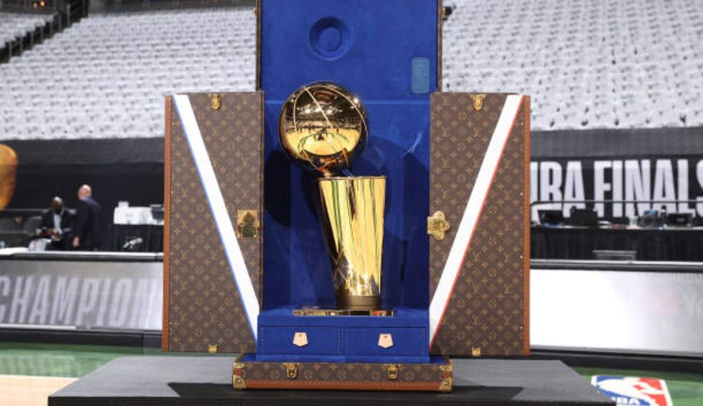 Milwaukee Wi The Larry Obrien Trophy In The Louis Vuitton Trophy Case Prior To The Game Of