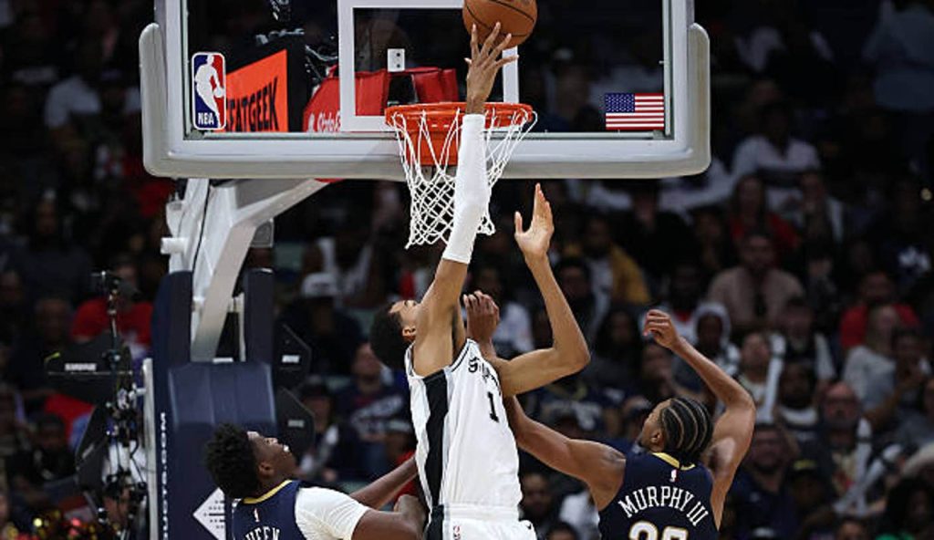 New Orleans Louisiana Victor Wembanyama Of The San Antonio Spurs Shoots The Ball Over Trey New Orleans Louisiana Victor Wembanyama Of The San Antonio Spurs Shoots The Ball Over Trey
