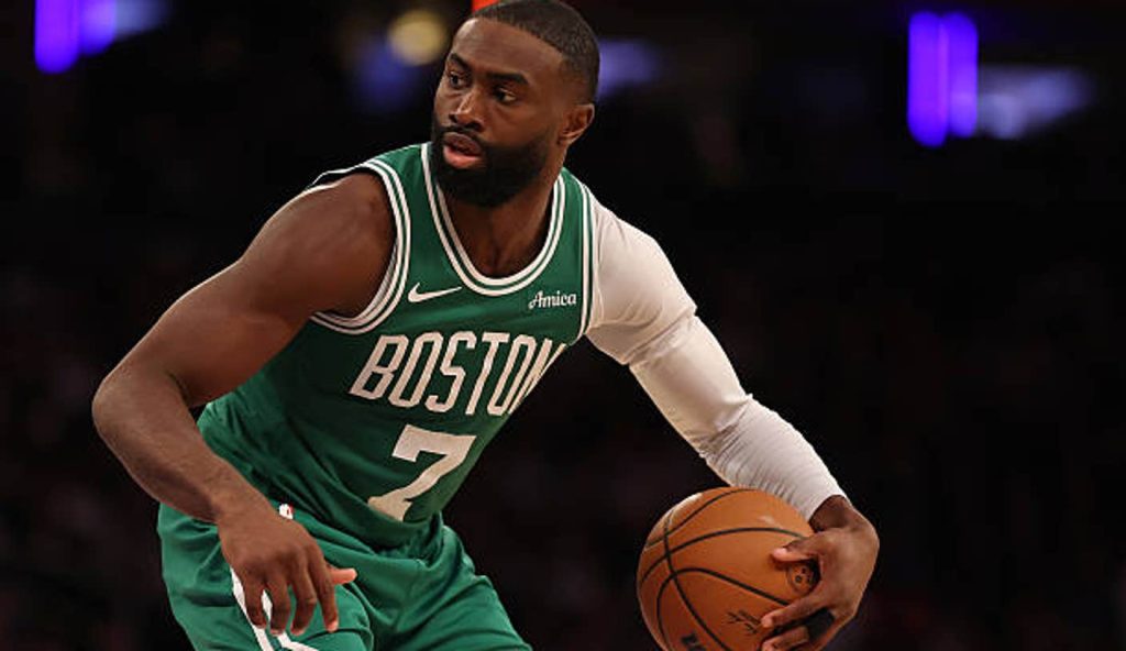 New York New York Jaylen Brown Of The Boston Celtics Drives Against The New York Knicks New York New York Jaylen Brown Of The Boston Celtics Drives Against The New York Knicks