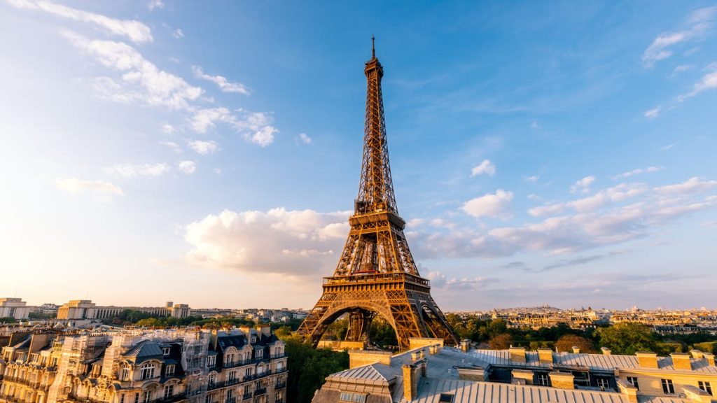 Paris Skyline With Eiffel Tower On A Sunny Day Wide Royalty Free Image 1722542669