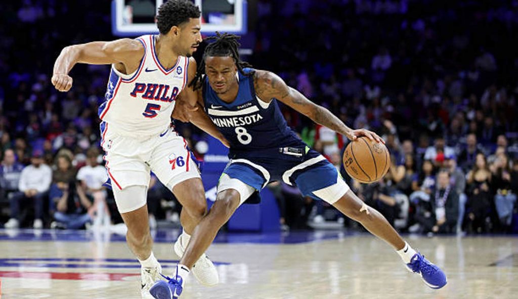 Philadelphia Pennsylvania Bones Hyland Of The Minnesota Timberwolves Drives Against Quentin