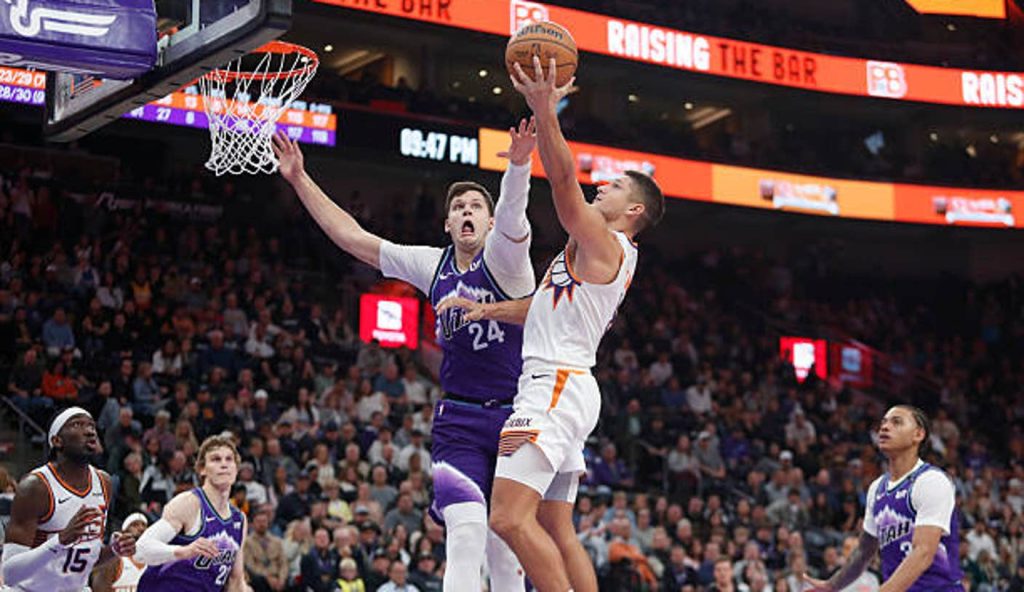 Salt Lake City Ut Grayson Allen Of The Phoenix Suns Drives To The Basket Against Walker Salt Lake City Ut Grayson Allen Of The Phoenix Suns Drives To The Basket Against Walker
