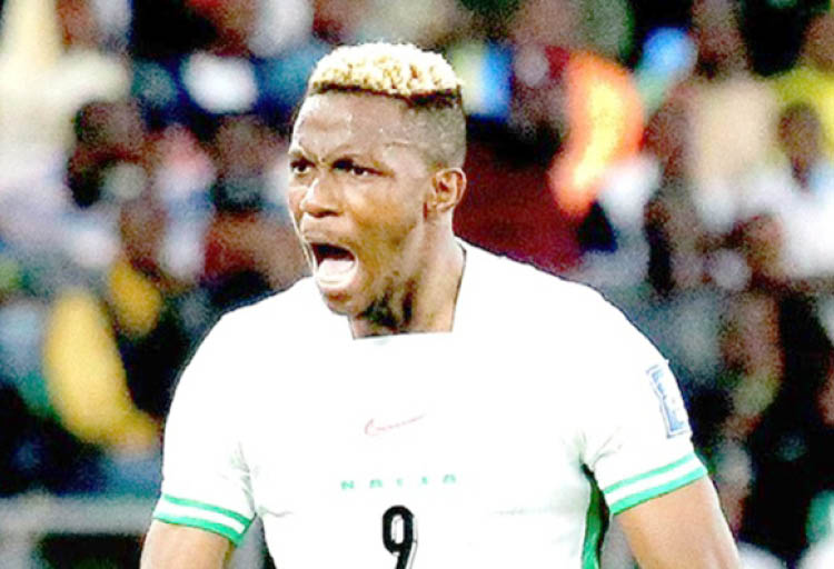 Super Eagles Striker Victor Osimhen Reacts After Scoring Against Rwanda Last Friday In Kigali