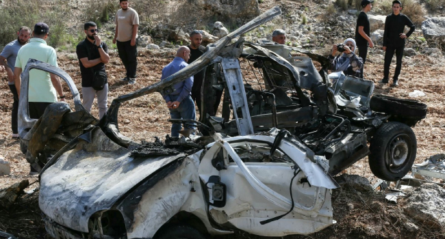 Wreckage Of A Vehicle Targeted By An Israeli Strike In The Southern Lebanese Village Wreckage Of A Vehicle Targeted By An Israeli Strike In The Southern Lebanese Village