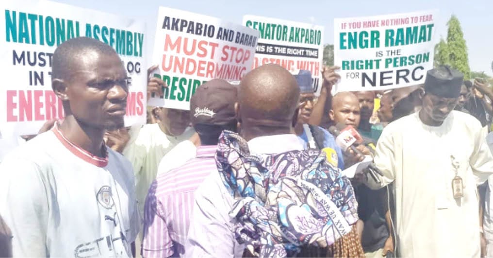 Kano State Indigenes Protesting At The National Assembly Gate In Abuja Yesterday