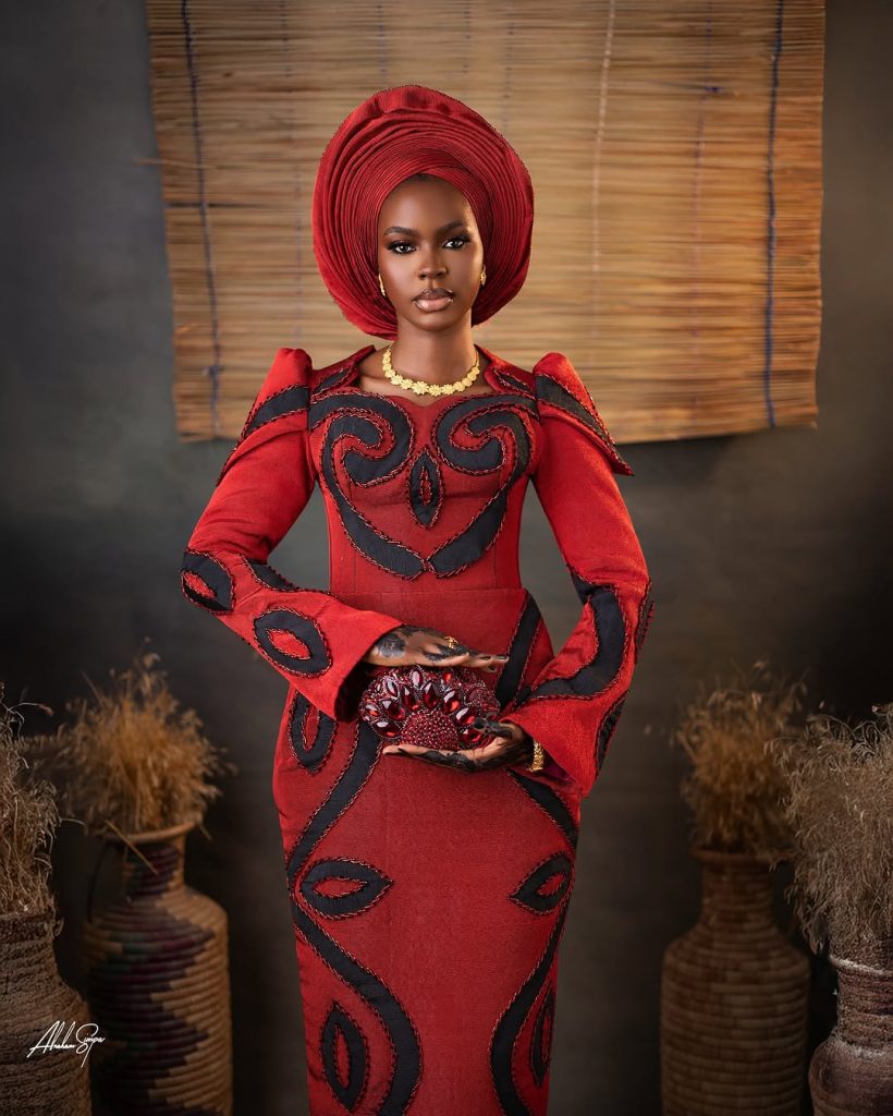 Red Yoruba Traditional Bridal Look4