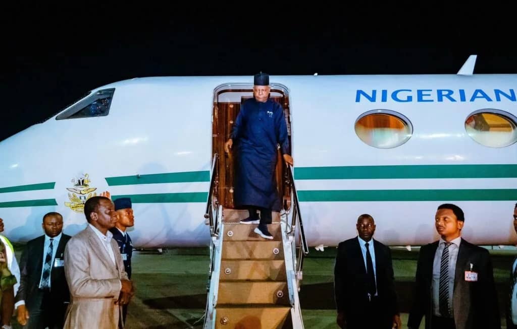Vice President Kashimm Shettima Getting Down Plane Vice President Kashimm Shettima Getting Down Plane