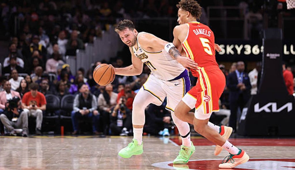 Atlanta Ga Luka Doncic Of The Los Angeles Lakers Dribbles The Ball During The Game Against Atlanta Ga Luka Doncic Of The Los Angeles Lakers Dribbles The Ball During The Game Against