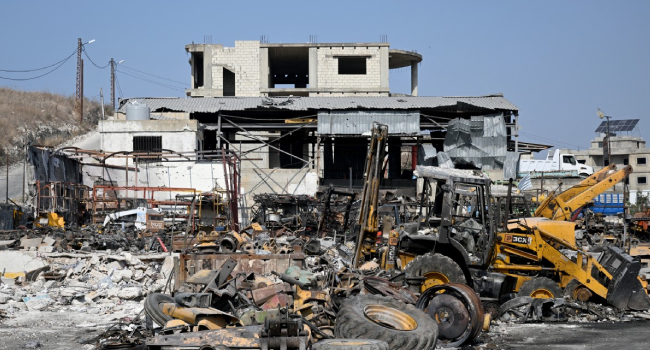 Burned Construction Vehicles At A Site That Was Targeted In An Israeli Strike