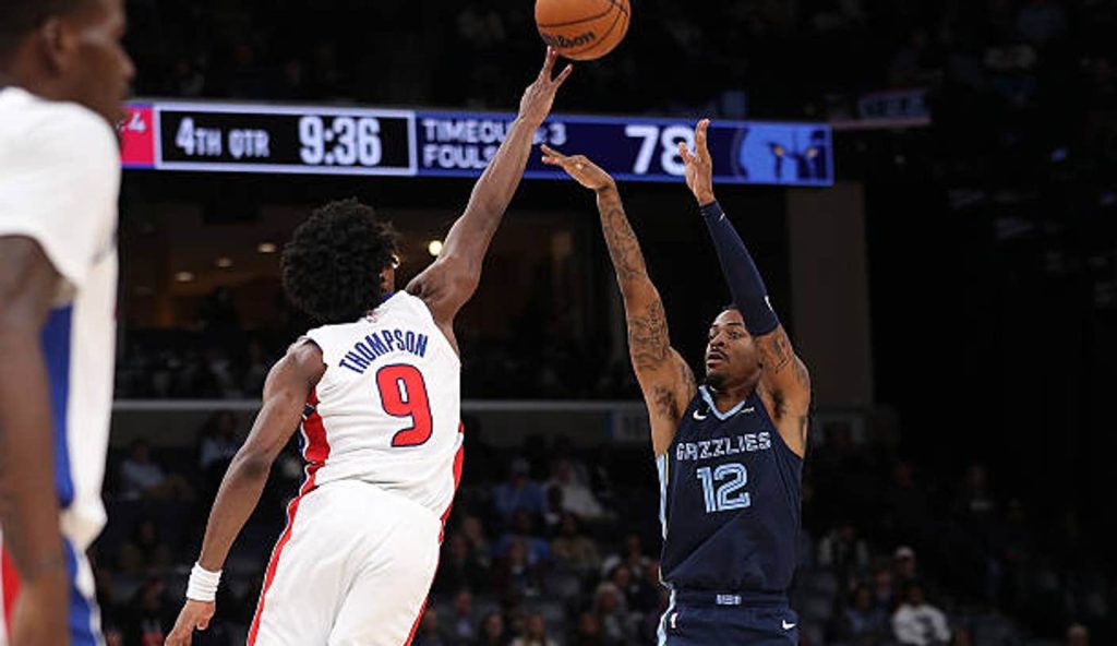 Memphis Tennessee Ja Morant Of The Memphis Grizzlies Takes A Shot Against Ausar Thompson Of Memphis Tennessee Ja Morant Of The Memphis Grizzlies Takes A Shot Against Ausar Thompson Of