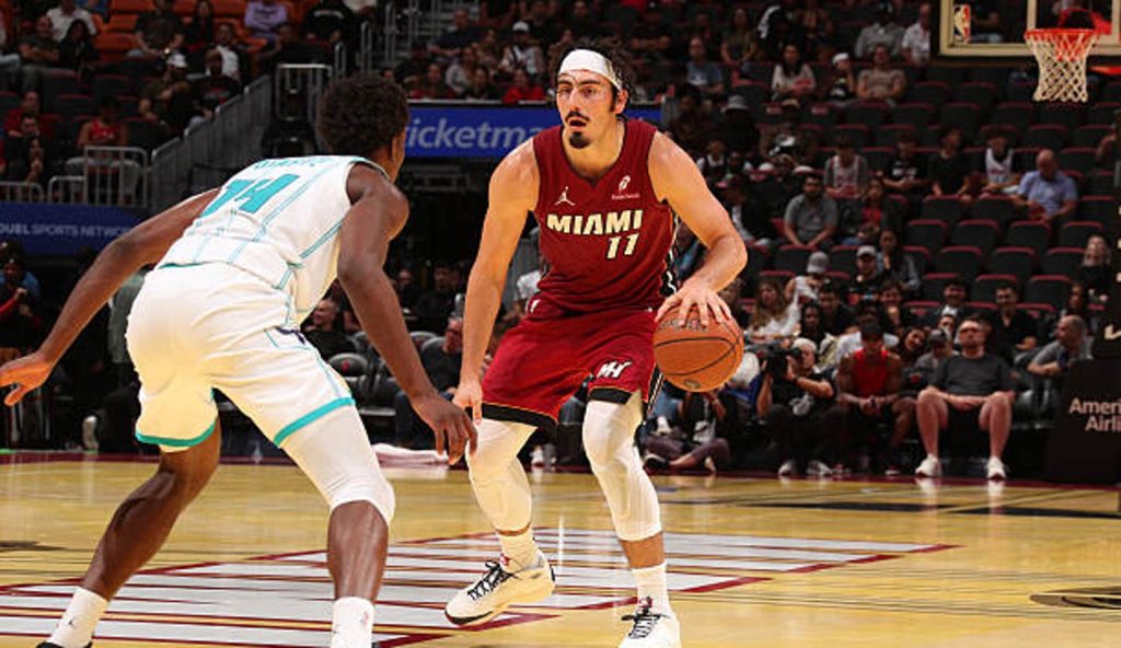Miami Fl Jaime Jaquez Jr 11 Of The Miami Heat Dribbles The Ball During The Game Against The