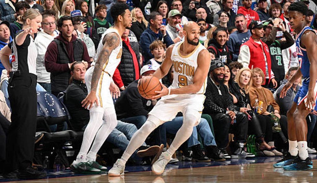 Philadelphia Pa Derrick White Of The Boston Celtics Dribbles The Ball During The Game Against