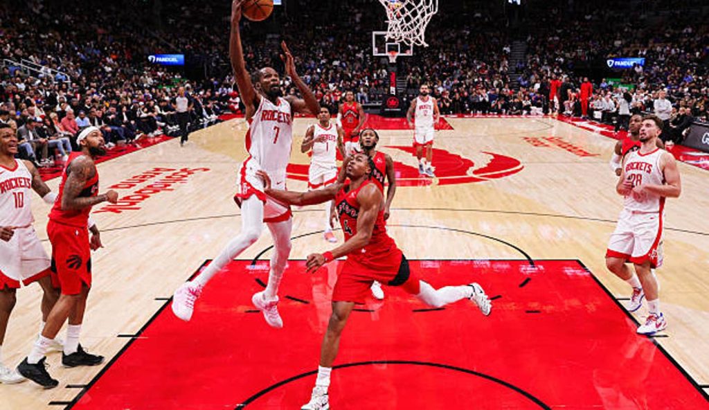 Toronto Canada Kevin Durant Of The Houston Rockets Drives To The Basket During The Game Toronto Canada Kevin Durant Of The Houston Rockets Drives To The Basket During The Game